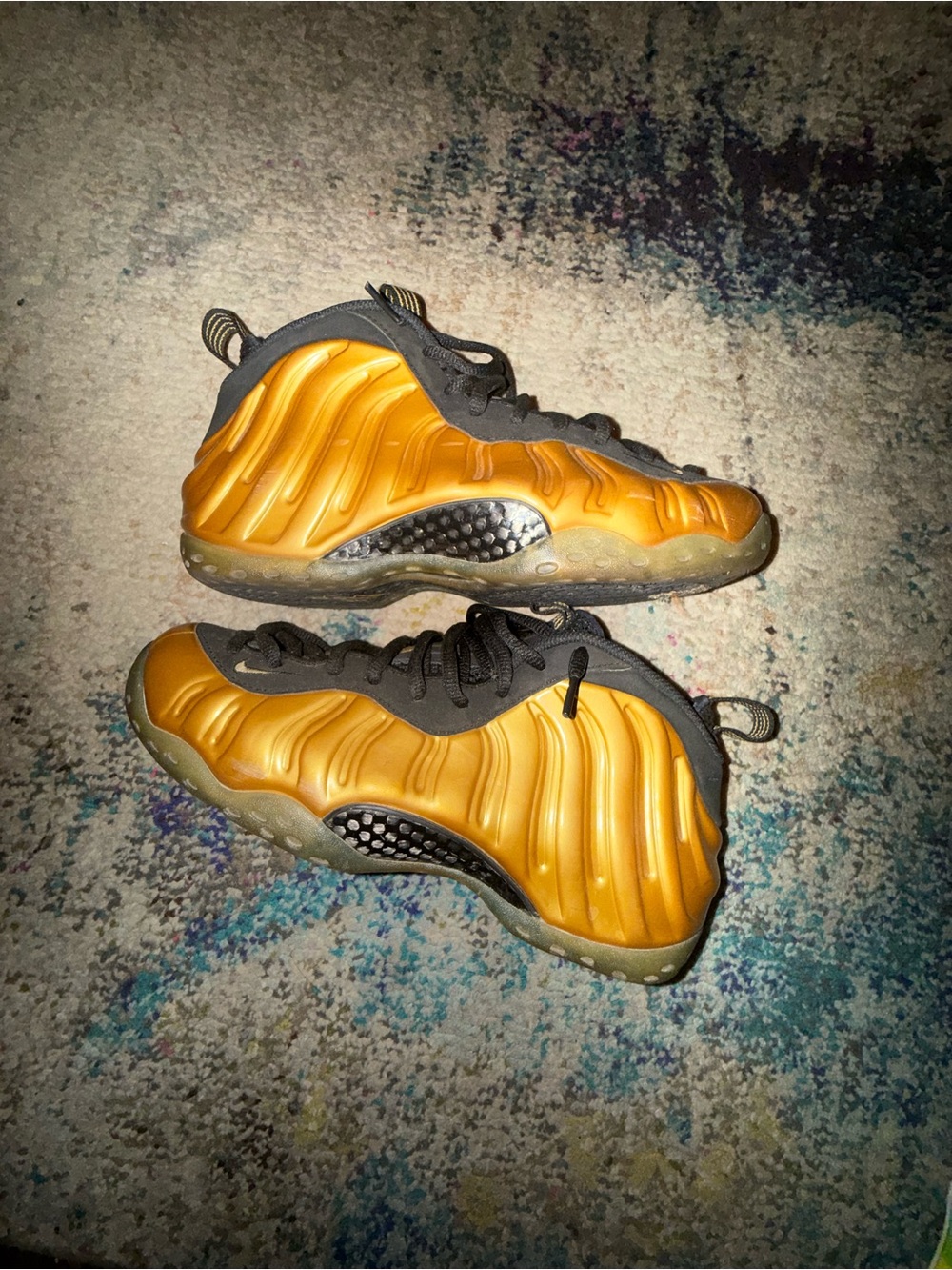 Nike Metallic Gold Foamposite Athletic Shoes with Black Trim